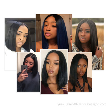 Wholesale 8-14 inch Peruvian Bob Wigs 13x4 Lace Front Natural Color Virgin Remy Front Lace Wig Human Hair